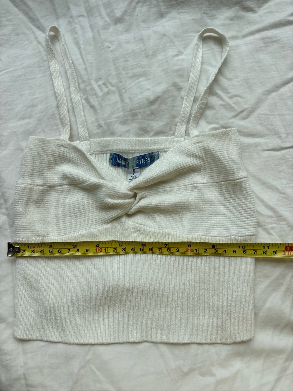 Urban Outfitters White Ribbed Twist-Front Cropped Cami Top Size S - Picture 8 of 12